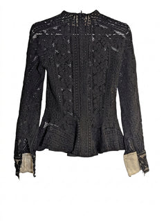 Lover Vintage Black Lace Peplum Blouse - Women's AU 6 - Image 1