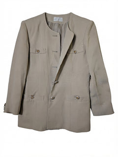 Loverich Collarless Blazer Beige Gold Button Detail Size 11 - Image 1