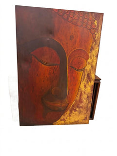 Buddha Face Metal Wall Art Panel Bronze Gold 87 x 132 cm - Image 1