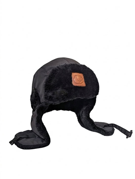 Penfield Trapper Hat - Black Faux Fur Lined Winter Cap L/XL - Image 1