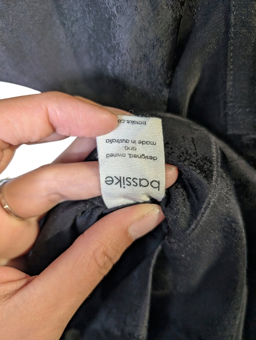 Bassike V-Neck Dress Black Linen Blend Size 0 - Image 2