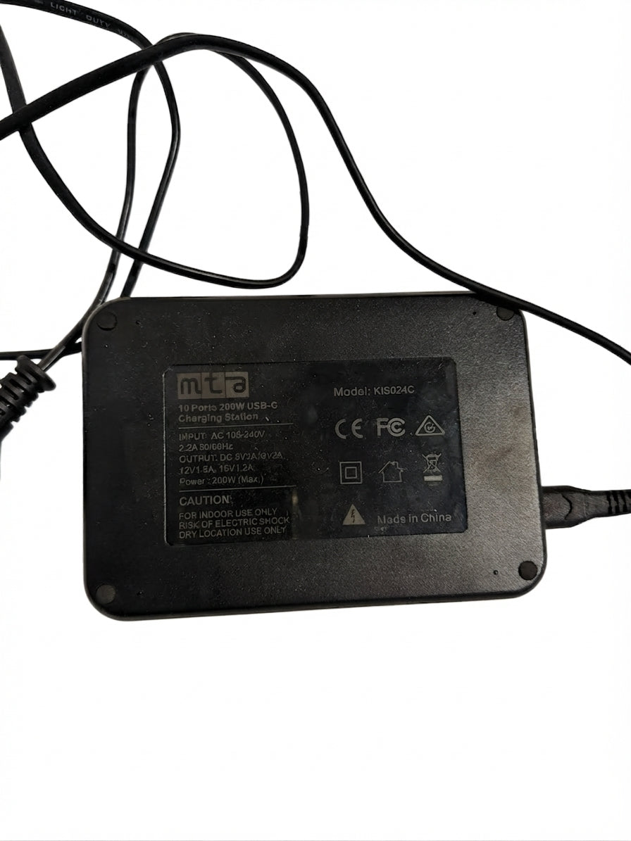 MTA 10-Port 200W USB-C Charging Station Black - Image 1