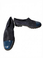 Carucci Roma Suede and Patent Leather Cap-Toe Loafers Black Blue EU 38 - Image 1