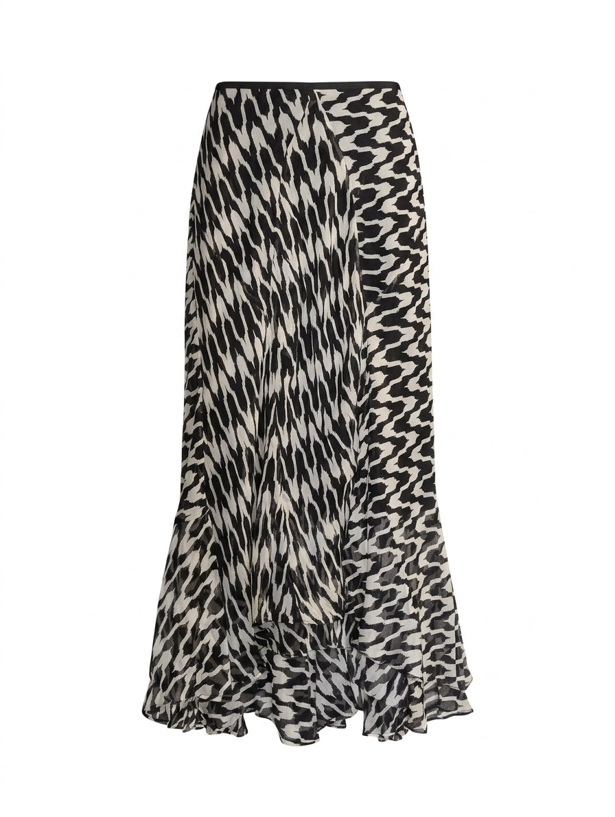 Diane von Furstenberg DVF Silk Chiffon Mixed Print Midi Skirt - Size S - Image 1