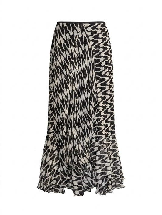 Diane von Furstenberg DVF Silk Chiffon Mixed Print Midi Skirt - Size S - Image 1