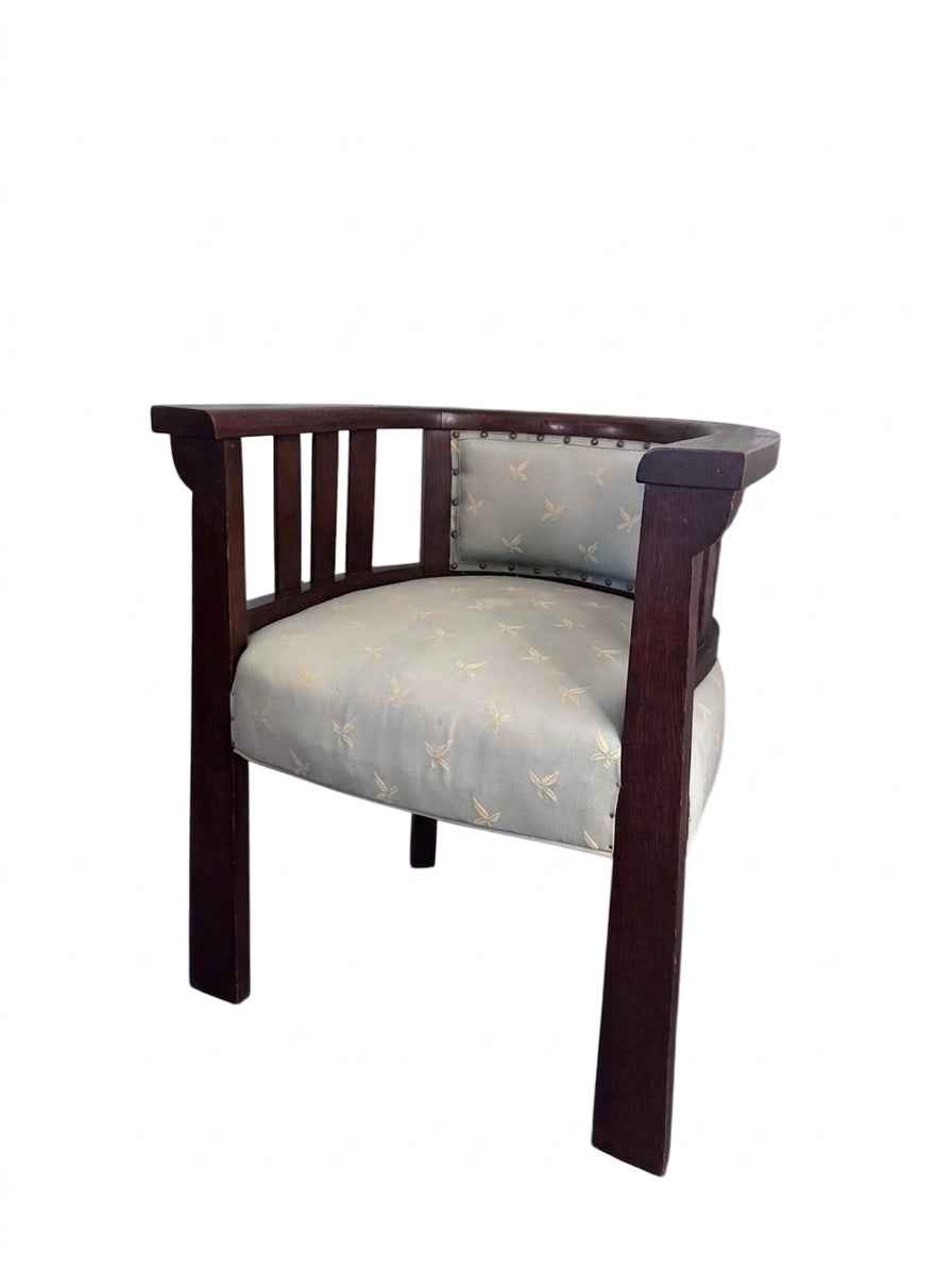 Antique Edwardian Style Mahogany Tub Chair Vintage 1950s Solid Timber - Image 1