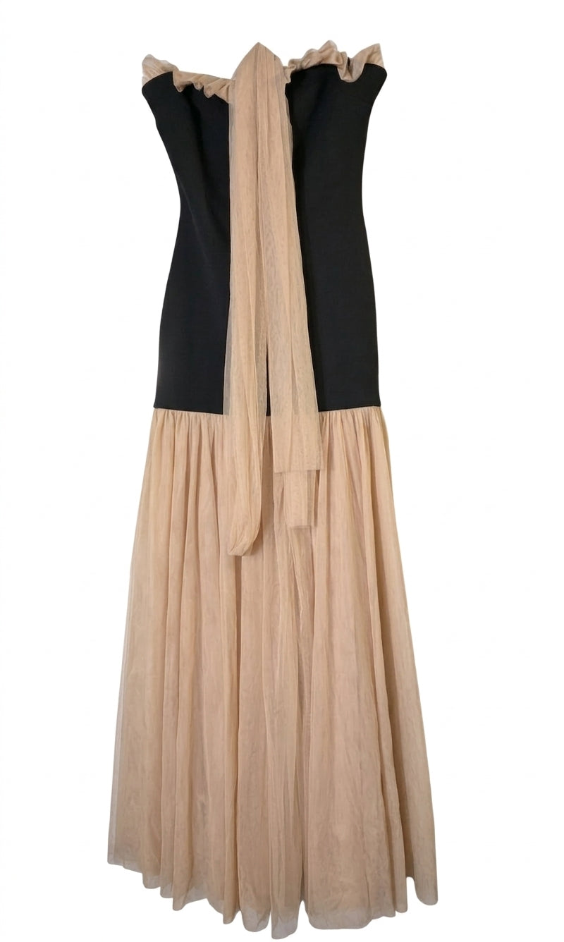 Tojhà Event Strapless Maxi Dress Black and Nude AUS 12 - Image 1
