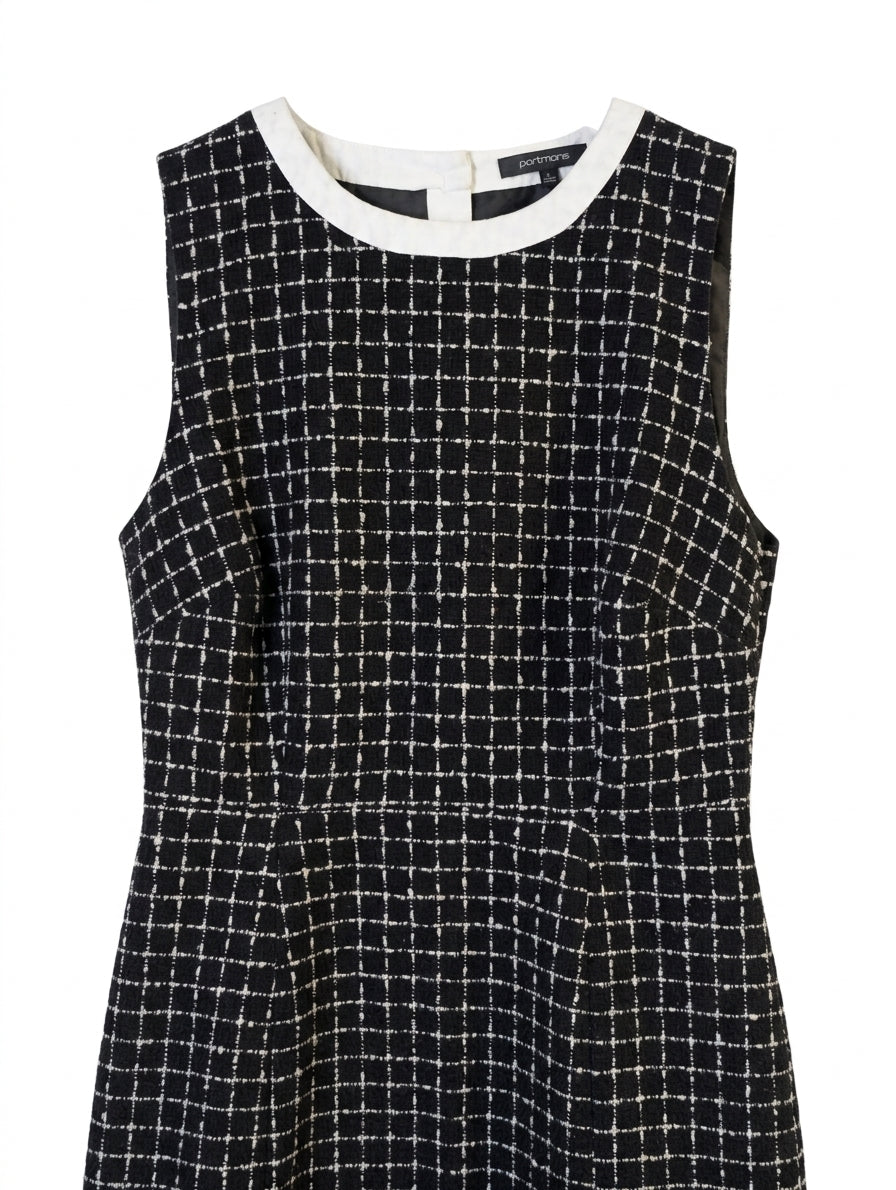 Portmans Sleeveless Tweed Check Dress Black and White Size 10 - Image 1