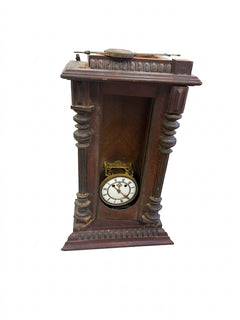 Antique French Portico Mantel Clock Wood For Restoration - Image 1