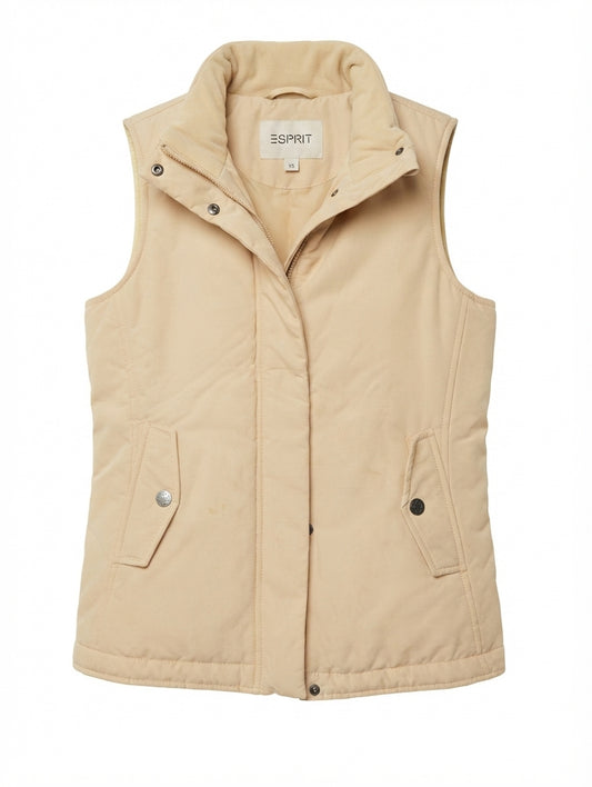 Esprit Padded Quilted Vest Beige Women's XS - Image 1