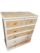 Upcycled Wooden Chest of Drawers Geometric Pattern Brass Knobs - Image 1