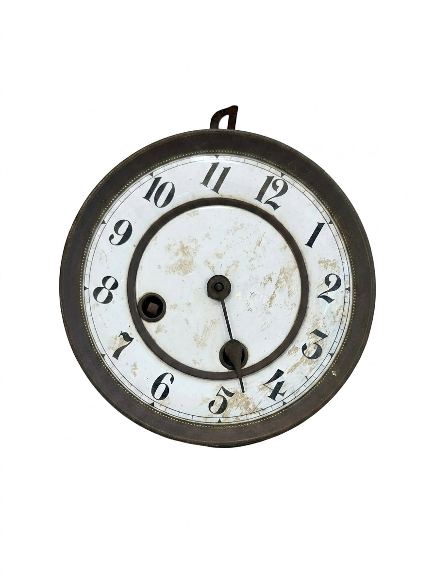 Antique Wooden Mantle Clock Case With Dial And Movement Parts