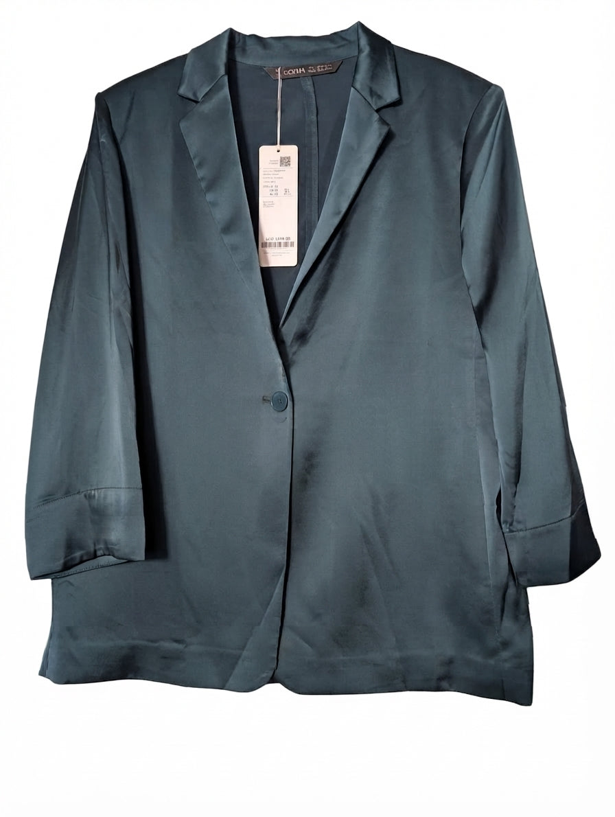 Goelia Satin Blazer Teal Women's Size XL - Image 1
