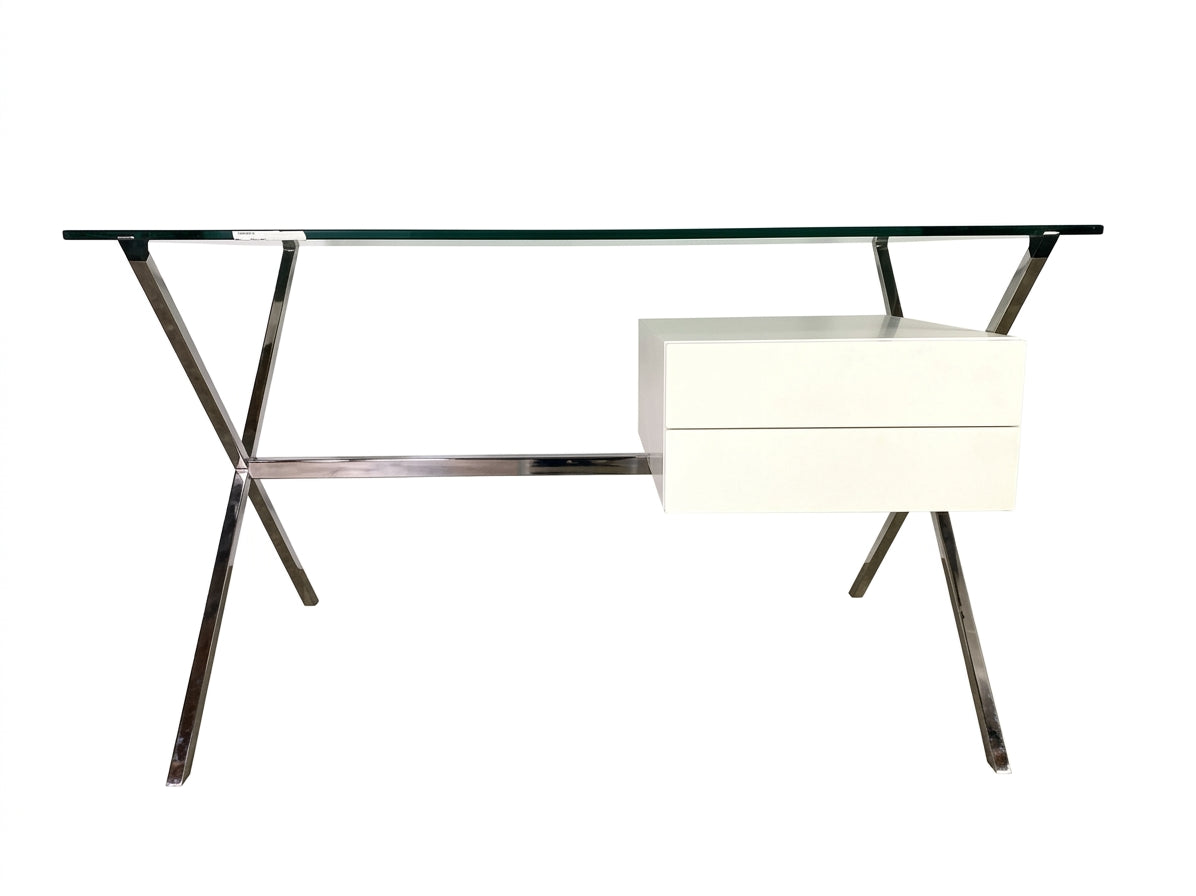 Knoll Albini Desk by Franco Albini 1958 White Lacquer & Glass Designer Desk - Image 1