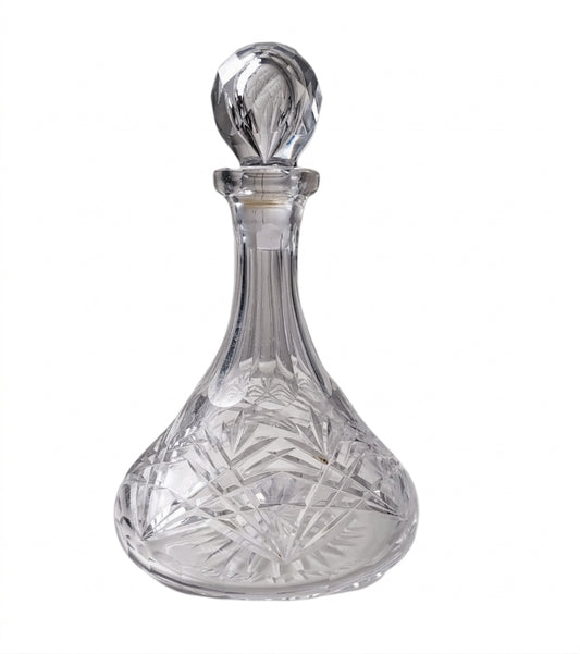 Vintage Cut Crystal Glass Decanter - Hobstar & Pinwheel Pattern - Image 1