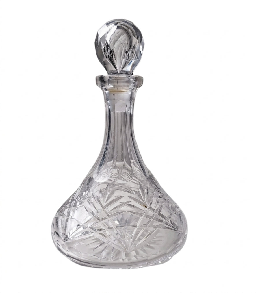 Vintage Cut Crystal Glass Decanter - Hobstar & Pinwheel Pattern - Image 1