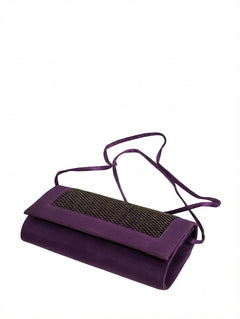 Alan Pinkus Vintage Satin Evening Clutch Purple Woven Detail - Image 1