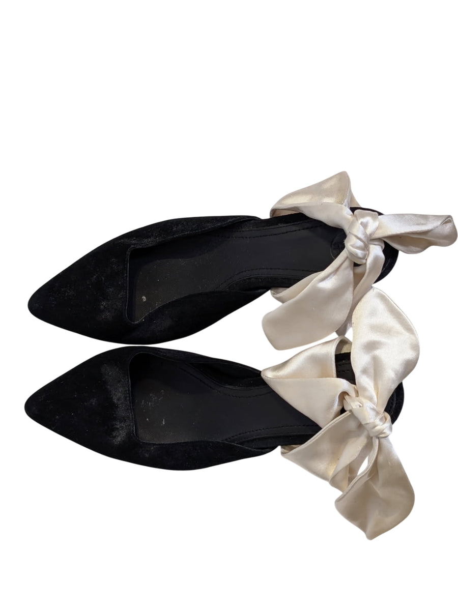 The Row Suede Ballet Flats with Satin Bow Black EU 36 - Image 1