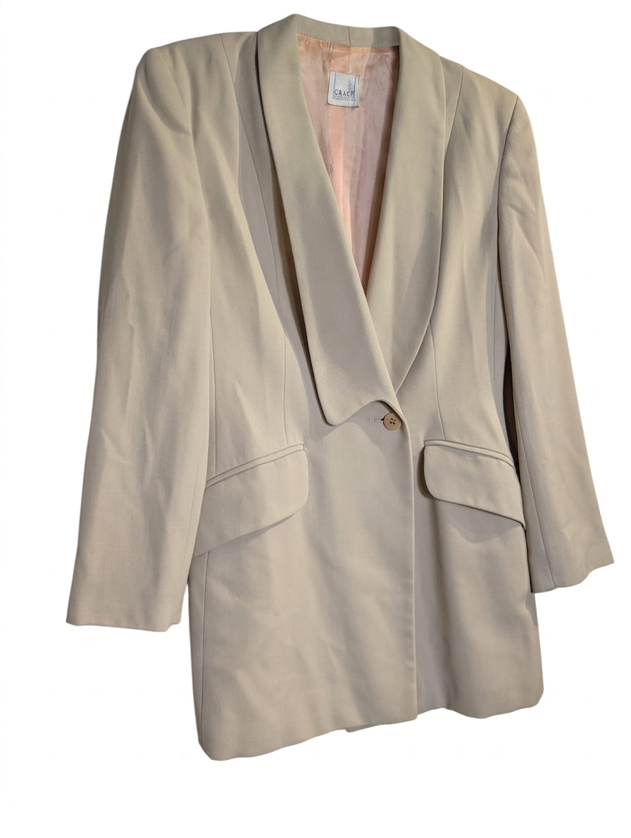 Grace Collection Vintage Blazer Beige Pure Wool UK 10