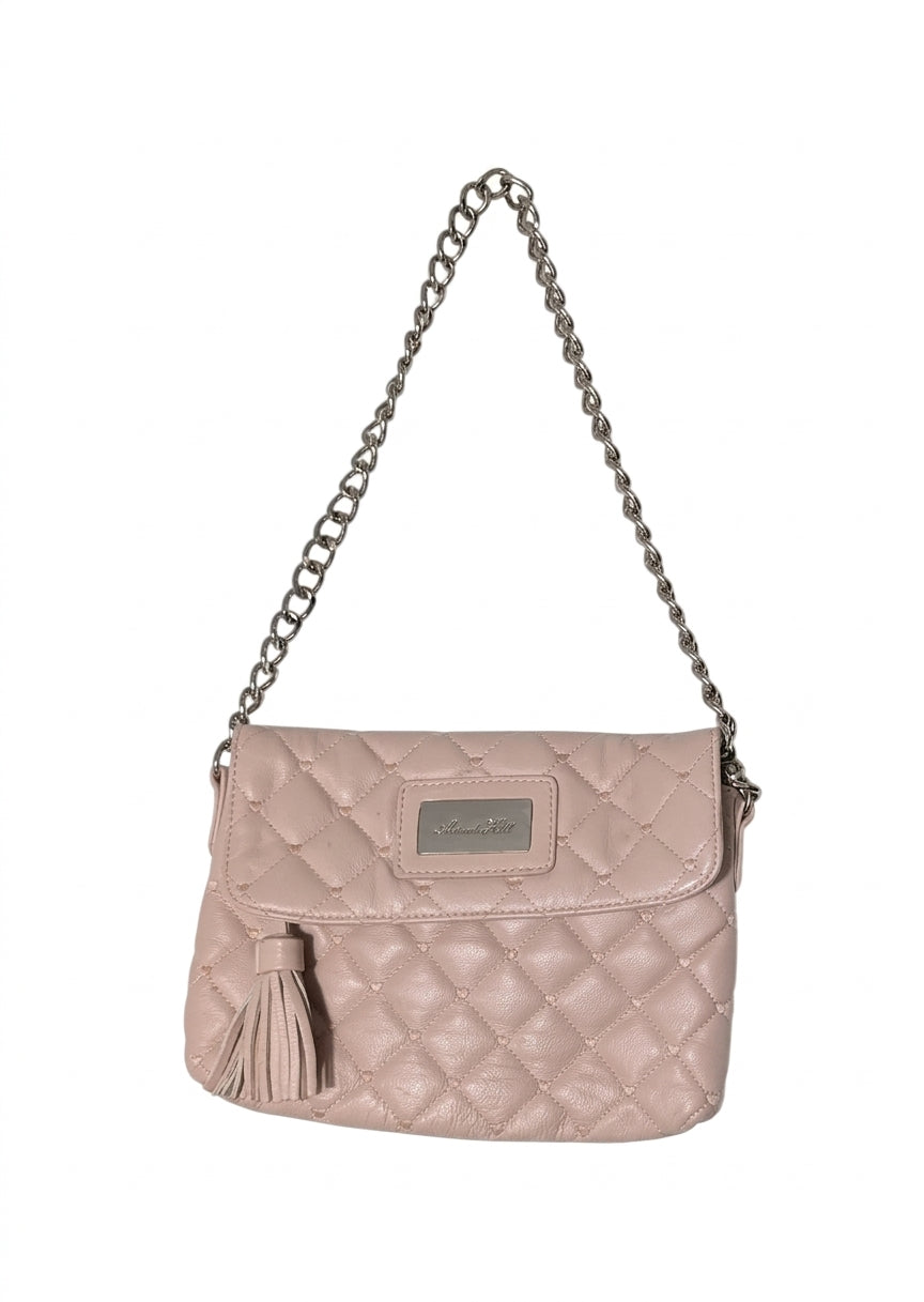 Alannah Hill Quilted Crossbody Bag - Blush Pink with Chain Strap - Image 1