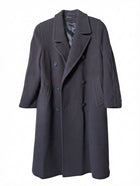St Michael Vintage Double-Breasted Wool Overcoat Navy Size 12 - Image 1