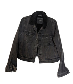 Silent Theory Black Denim Sherpa Jacket - Women's Size 10 - Image 1
