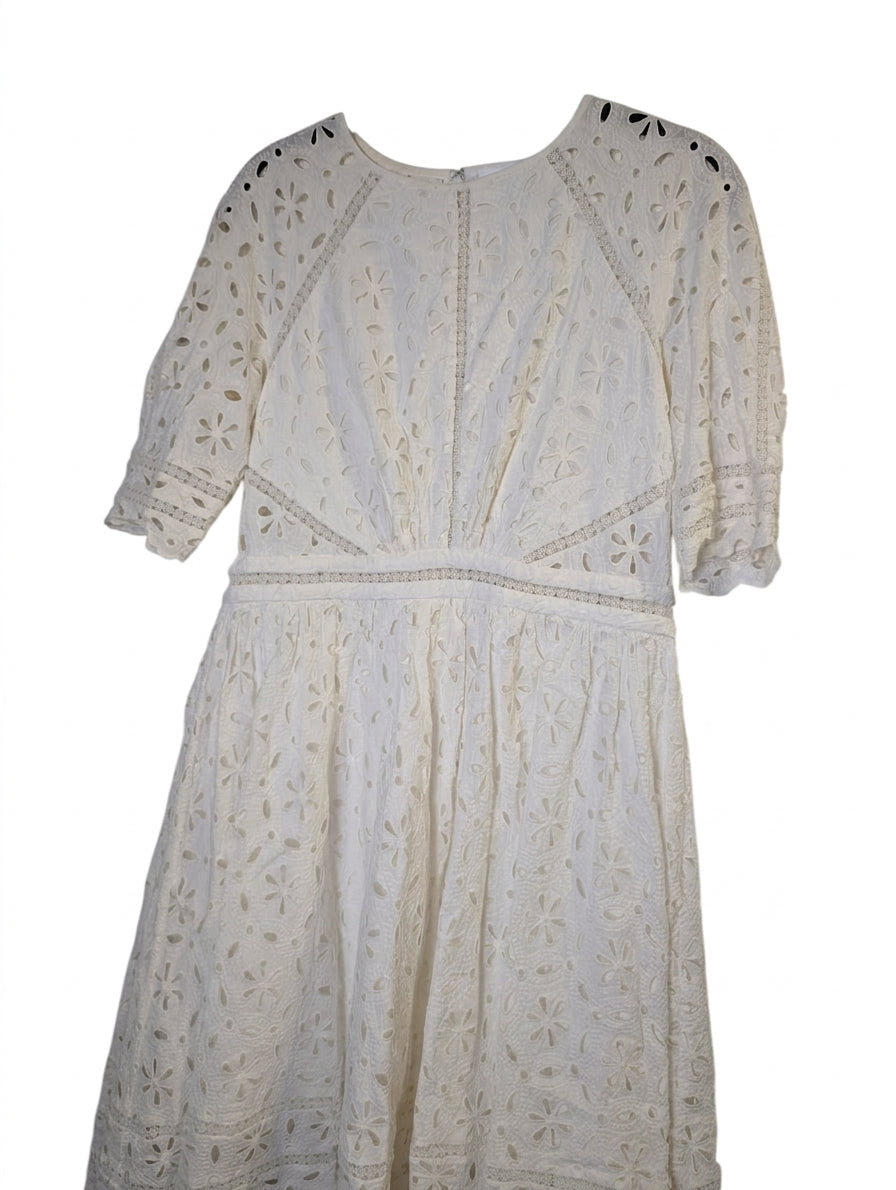 Zimmermann Eyelet Lace Midi Dress White Size 3 - Image 1