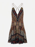 Camilla Silk Patchwork Mini Dress Vibrant Bohemian Print Size XS - Image 1