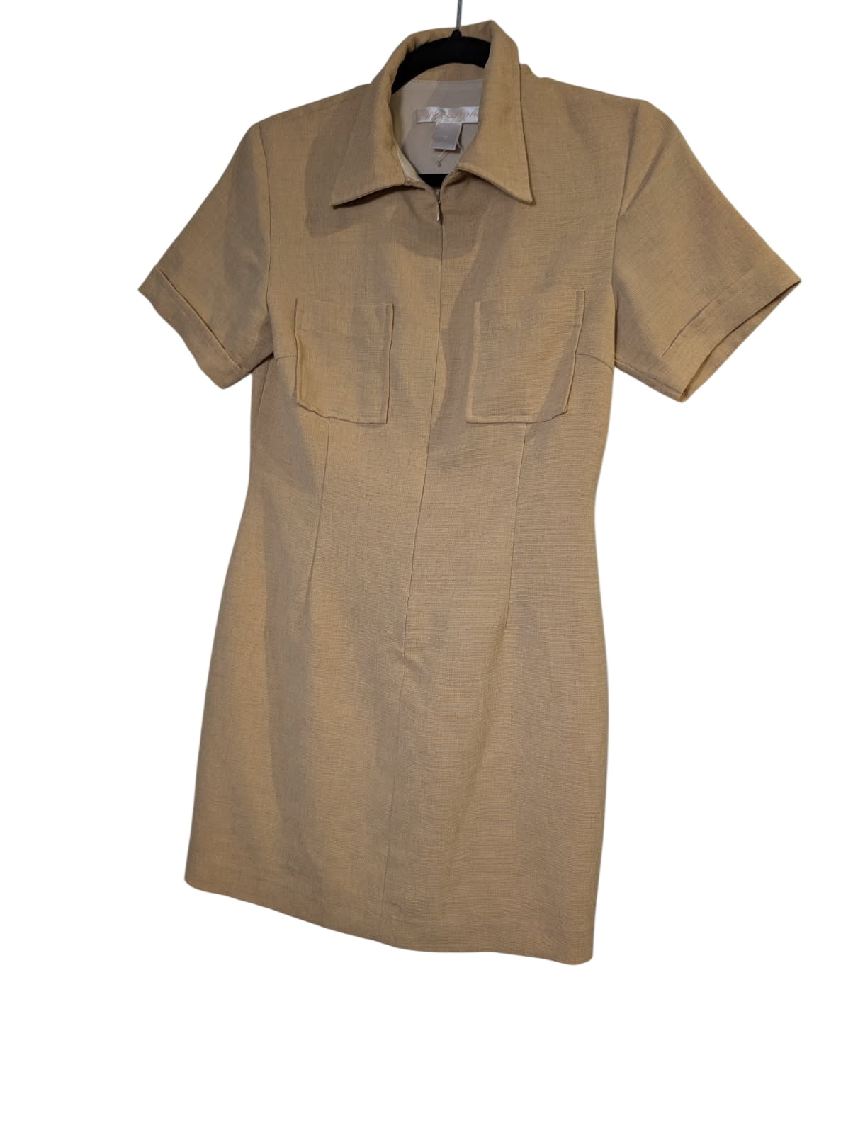Adax Pour Femme Utility Mini Dress Tan Linen Blend Size M - Image 1