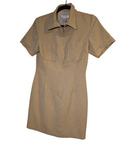 Adax Pour Femme Utility Mini Dress Tan Linen Blend Size M - Image 1