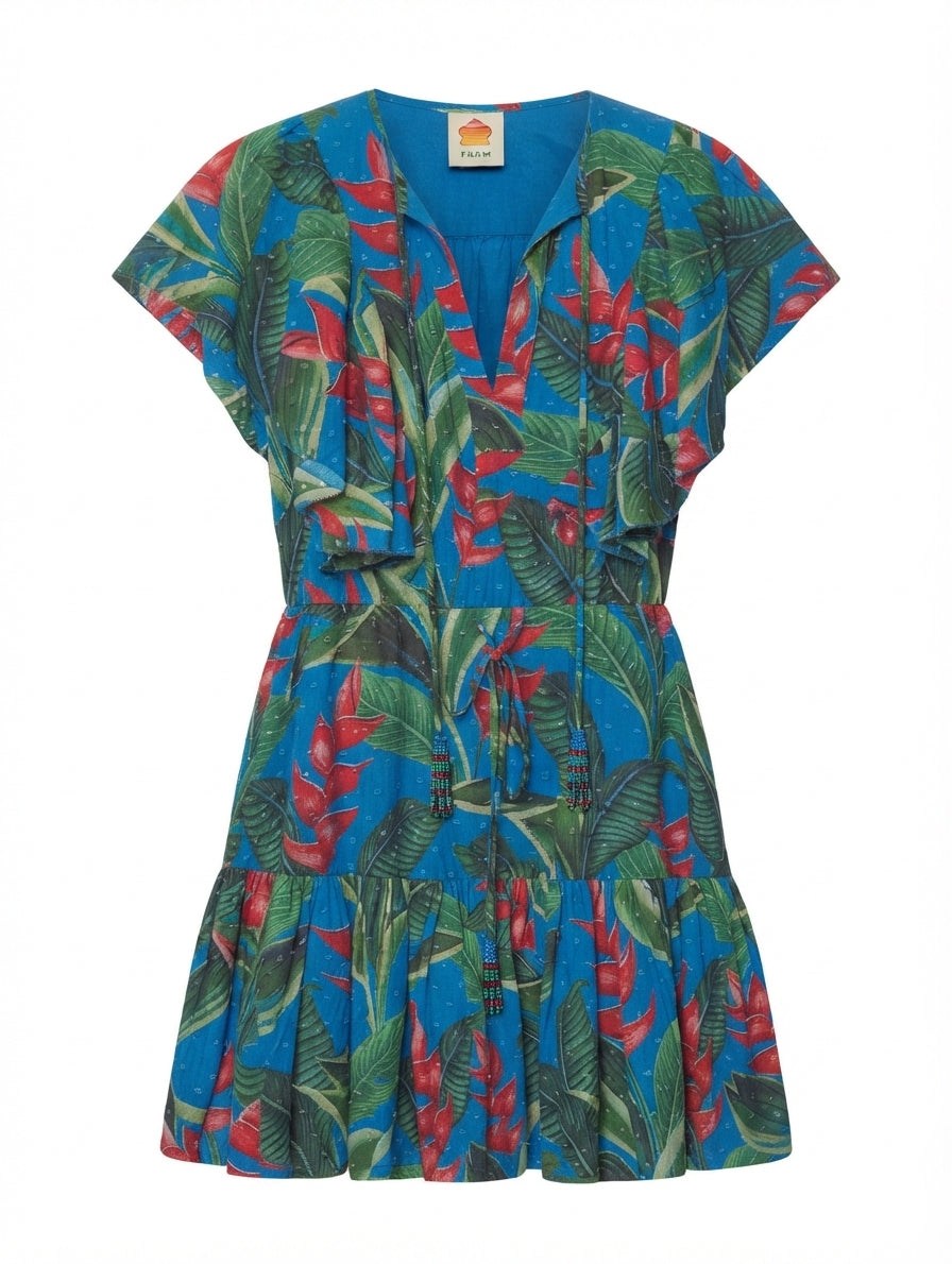 Farm Rio Dream Garden Mini Dress Tropical Floral Print Size S - Image 1