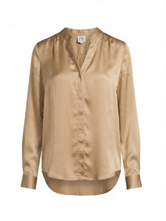 Peter Werth Silk Button-Down Blouse Gold Size 10 - Image 1