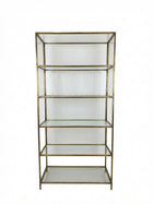 Restoration Hardware Gold Metal & Fluted Glass Etagere Bookshelf - Image 1