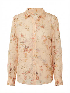 Pablo Gerard Darel Floral Sheer Button-Down Blouse Peach EU 38 - Image 1
