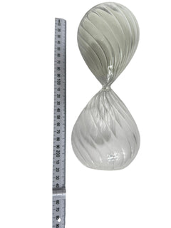 Hand Blown Glass Hourglass - Decorative Twisted Swirl with White Sand - Image 2