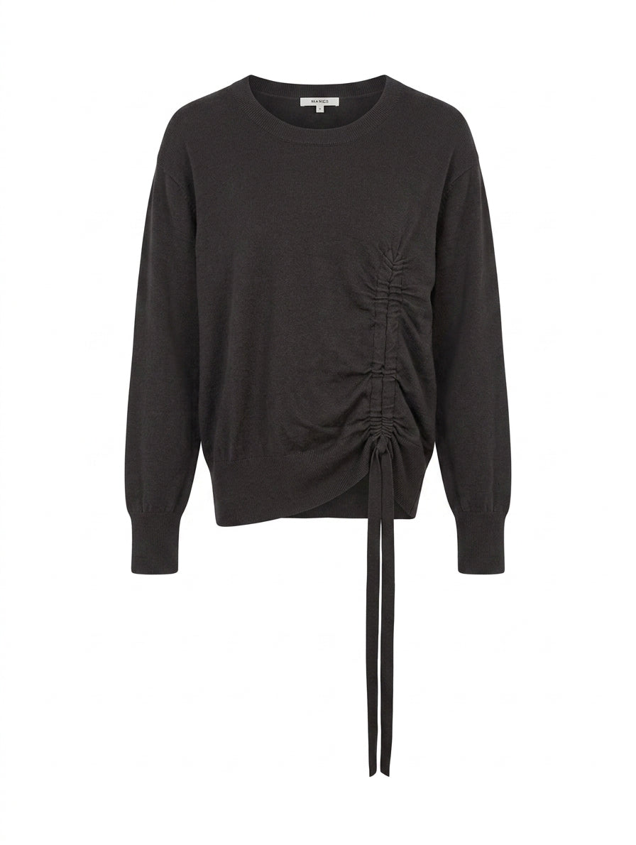 Marcs Black Ruched Side Detail Sweater - Long Sleeve Knit - Image 1