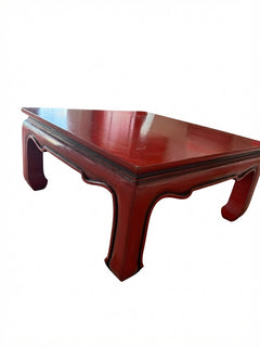 Chinese Ming Style Red Lacquer Square Coffee Table Low Table Asian Antique - Image 1