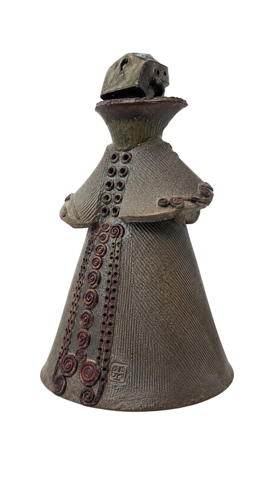 Studio Pottery Ceramic Figurine Sculpture With Spiral Detail - Image 1