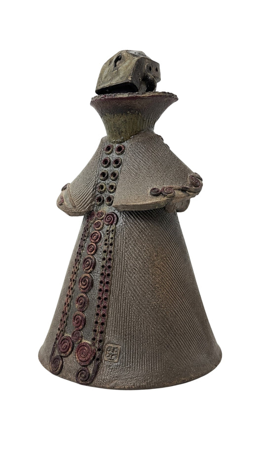 Studio Pottery Ceramic Figurine Sculpture With Spiral Detail - Image 1
