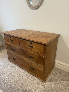 Antique Pine Chest of Drawers Light Brown Wooden Storage Unit - Image 1