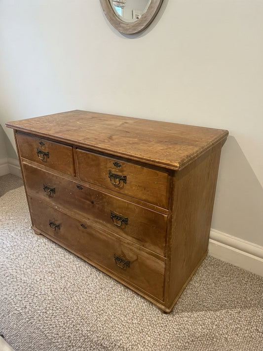 Antique Pine Chest of Drawers Light Brown Wooden Storage Unit - Image 1
