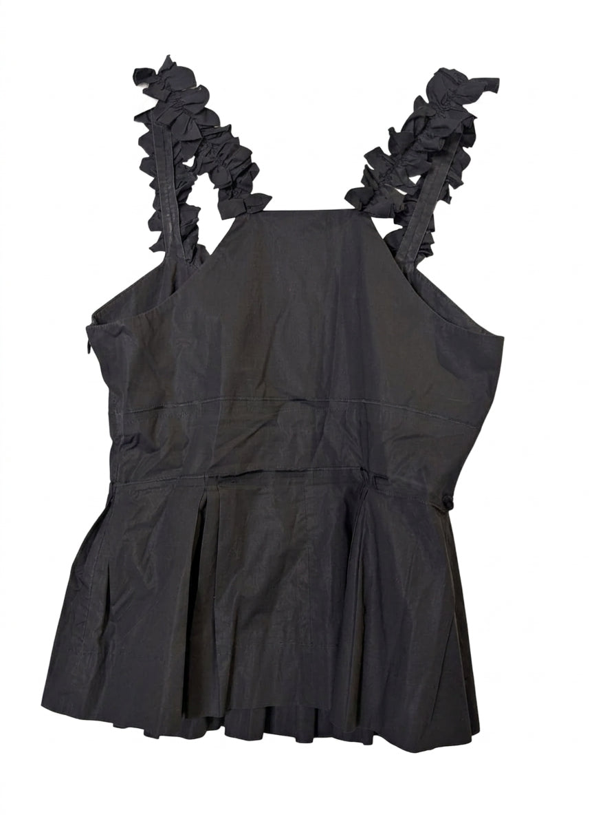Sonia by Sonia Rykiel Black Ruffle Strap Peplum Top - Size 36 - Image 1