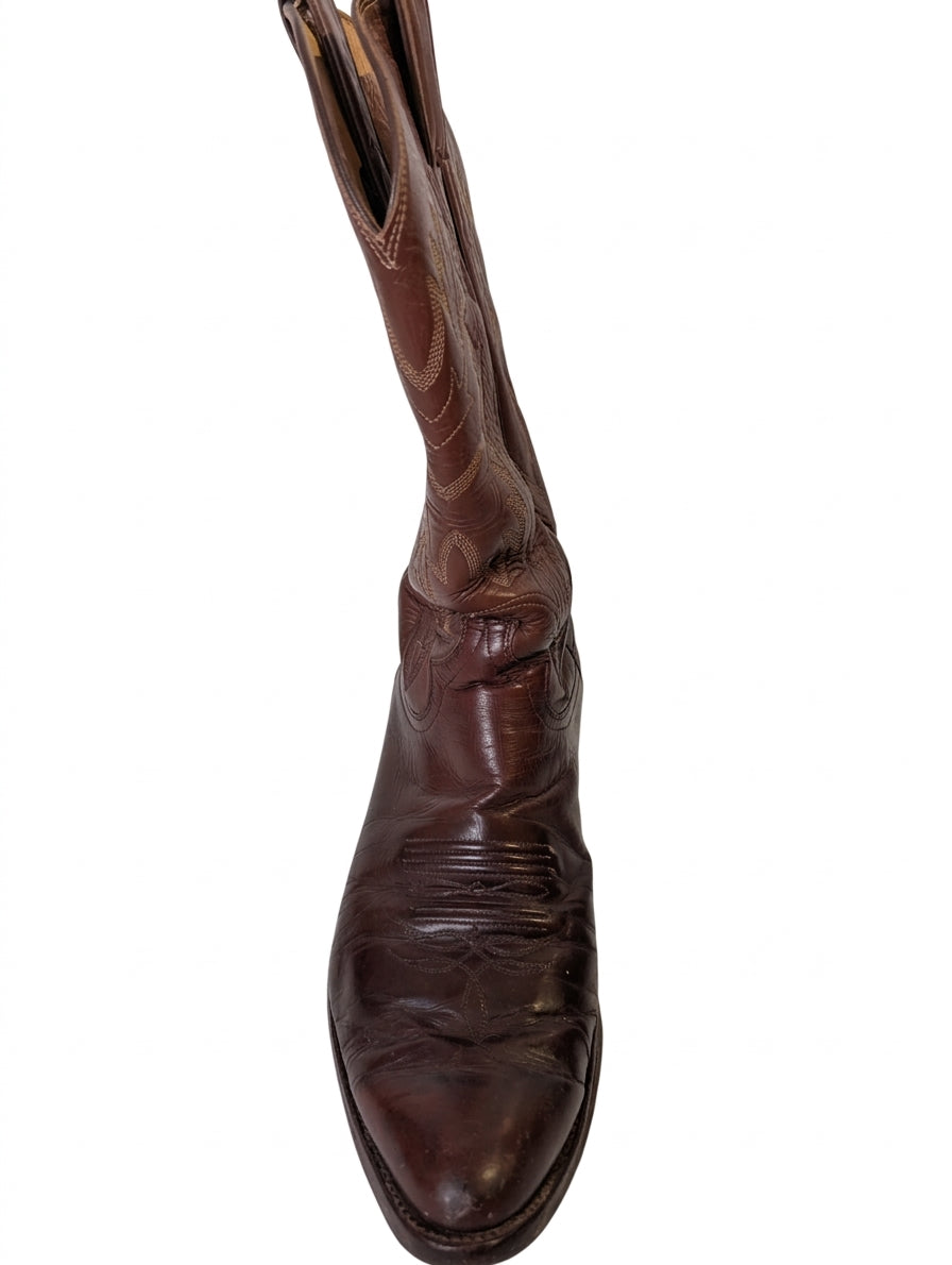 Justin Western Cowboy Boots Men's Brown Leather Classic Style - Image 1