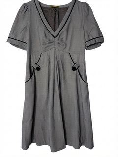 KATHERINE London V-Neck Dress Grey Houndstooth Size 12 - Image 1
