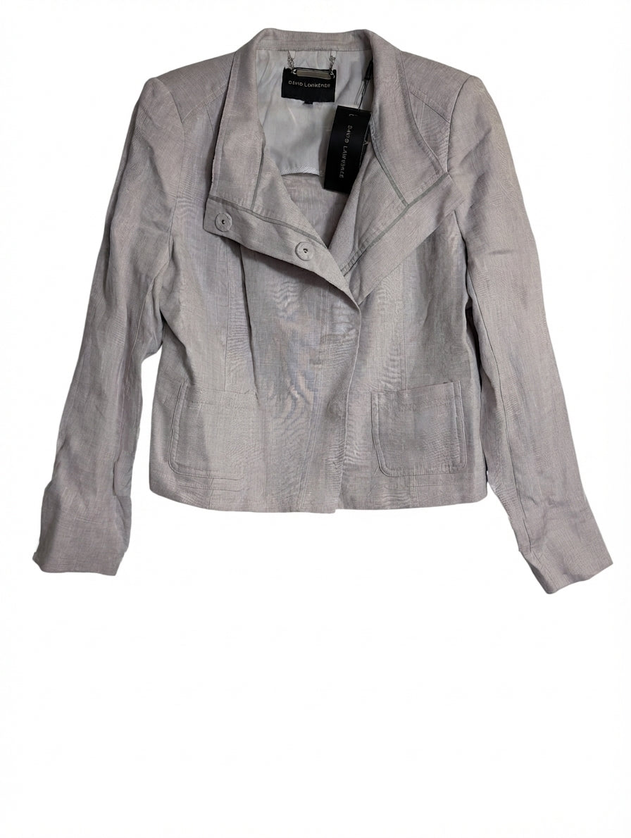 David Lawrence Danielle Linen Moto Jacket Grey Melange Size 8 - Image 1