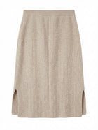 Assembly Label Ribbed Knit Midi Skirt Beige Wool Cashmere Size 14 - Image 1