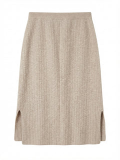 Assembly Label Ribbed Knit Midi Skirt Beige Wool Cashmere Size 14 - Image 1