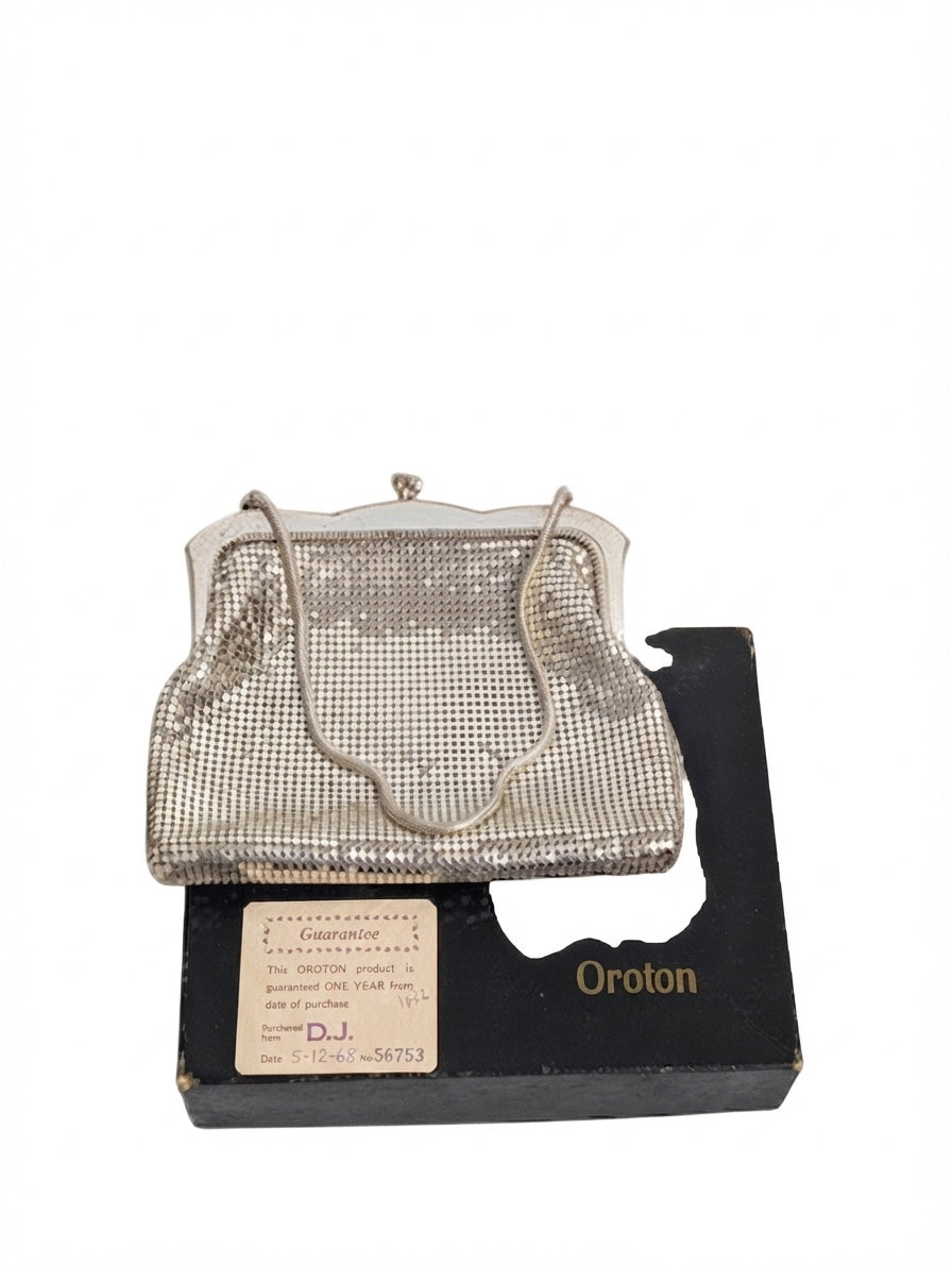Oroton Evening Bag Vintage Silver Mesh Made In West Germany - Image 1