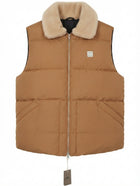 A.P.C. Reversible Puffer Vest with Shearling Collar Beige/Black XL - Image 1
