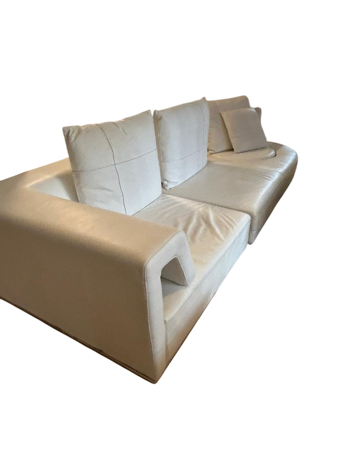 Domino-Style Curved White Leather Modular Sectional Sofa - Image 2